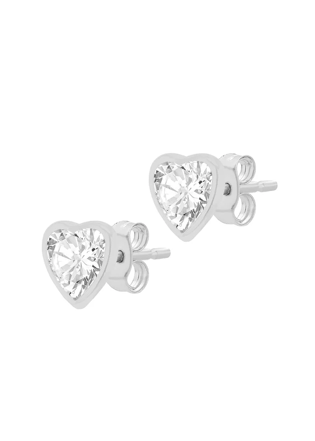 Golden Moments 9ct White Gold Heart Stud Earrings