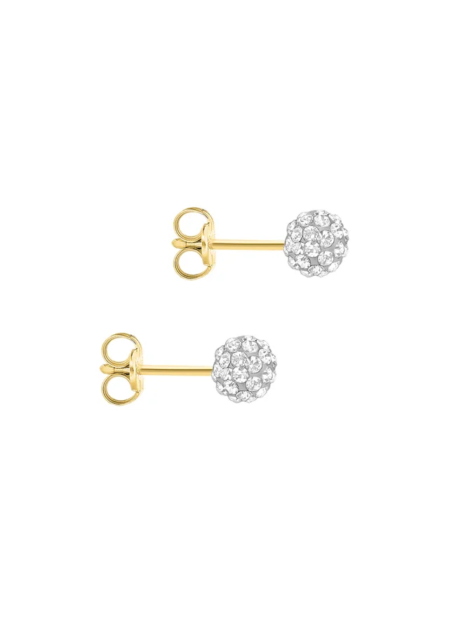 Golden Moments 9ct Yellow Gold Crystal Ball Stud Earrings