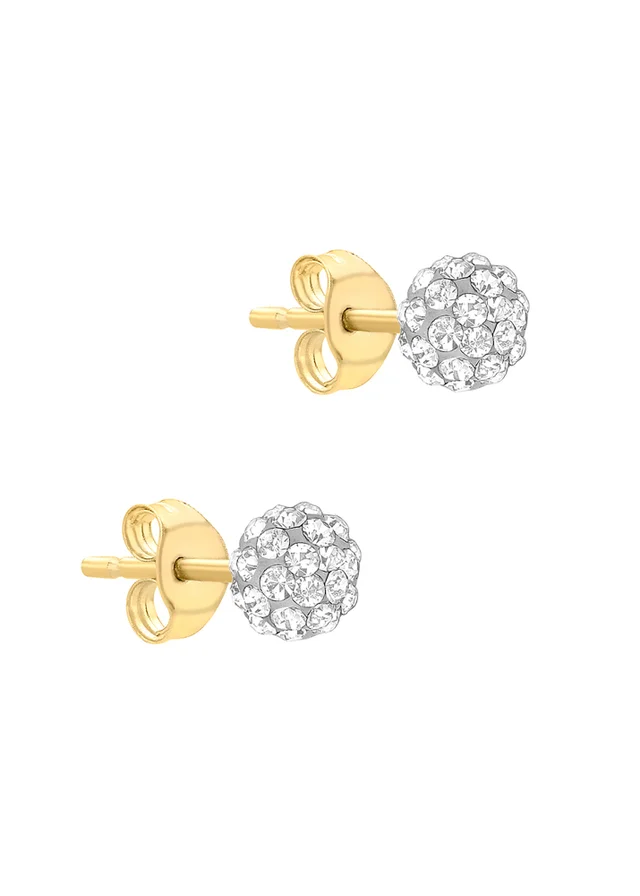 Golden Moments 9ct Yellow Gold Crystal Ball Stud Earrings