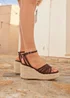 Linzi Moment Brown Faux Suede Wedge Sandals - Size 5 Image 1