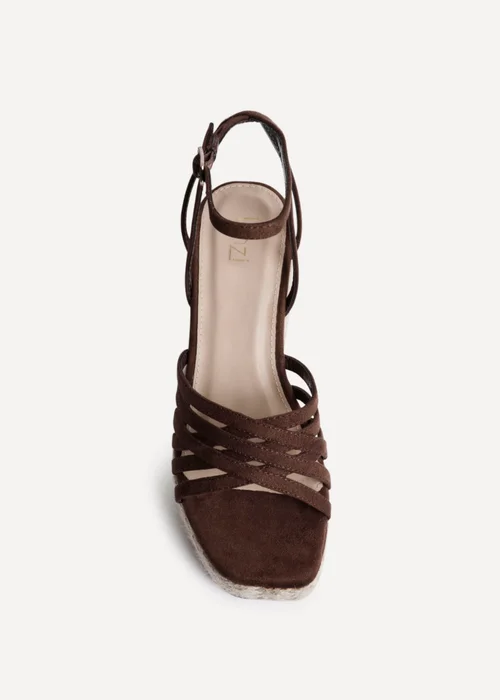 Linzi Moment Brown Faux Suede Wedge Sandals - Size 5 Image 4