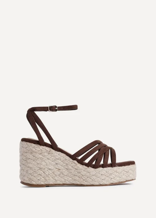 Linzi Moment Brown Faux Suede Wedge Sandals - Size 5 Image 2