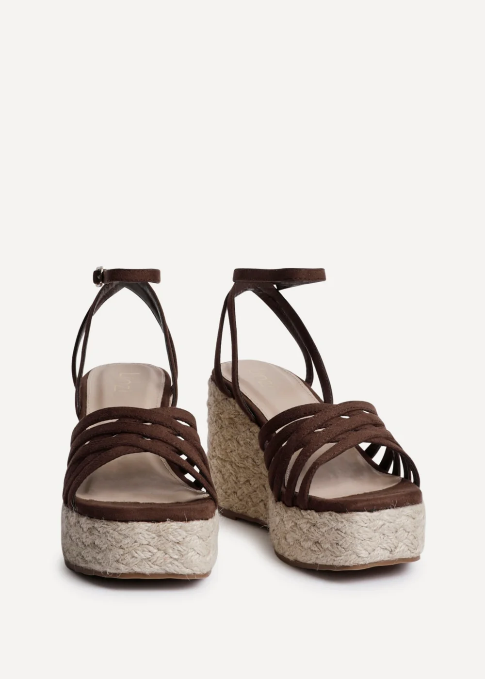 Linzi Moment Brown Faux Suede Wedge Sandals - Size 5 Image 3