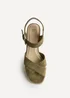 Linzi Noah Khaki Crossover Wedge Sandals - Size 7 Image 4