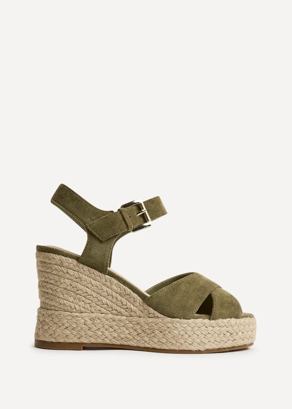 Linzi Noah Khaki Crossover Wedge Sandals - Size 7 Image 2
