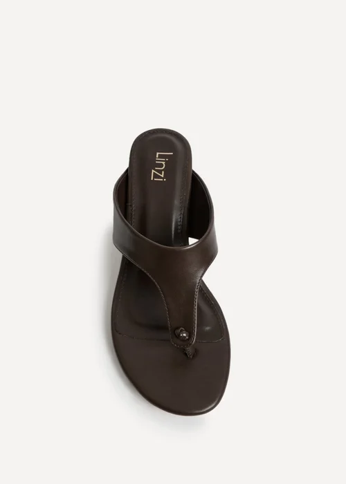 Linzi Briar Brown Toe Post Mule Heels - 6 Image 4