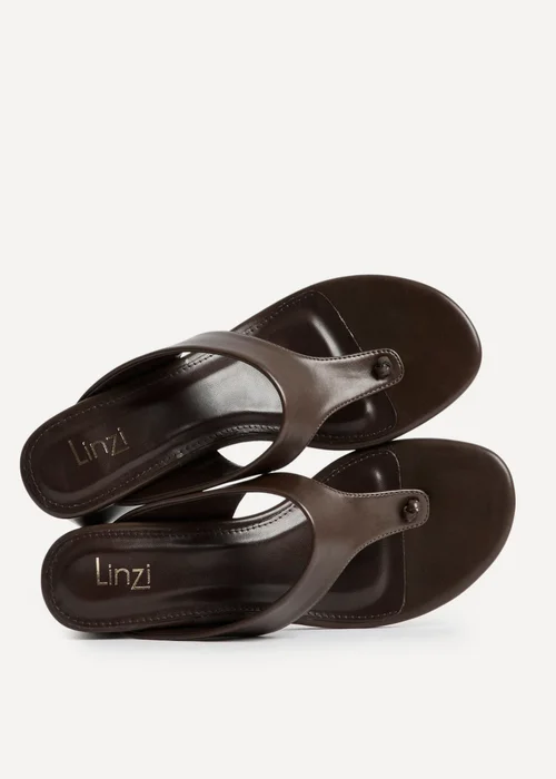 Linzi Briar Brown Toe Post Mule Heels - 6 Image 5