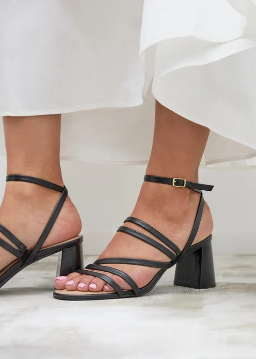 Linzi Liora Black Faux Leather Heeled Sandals - Size 6 Image 6