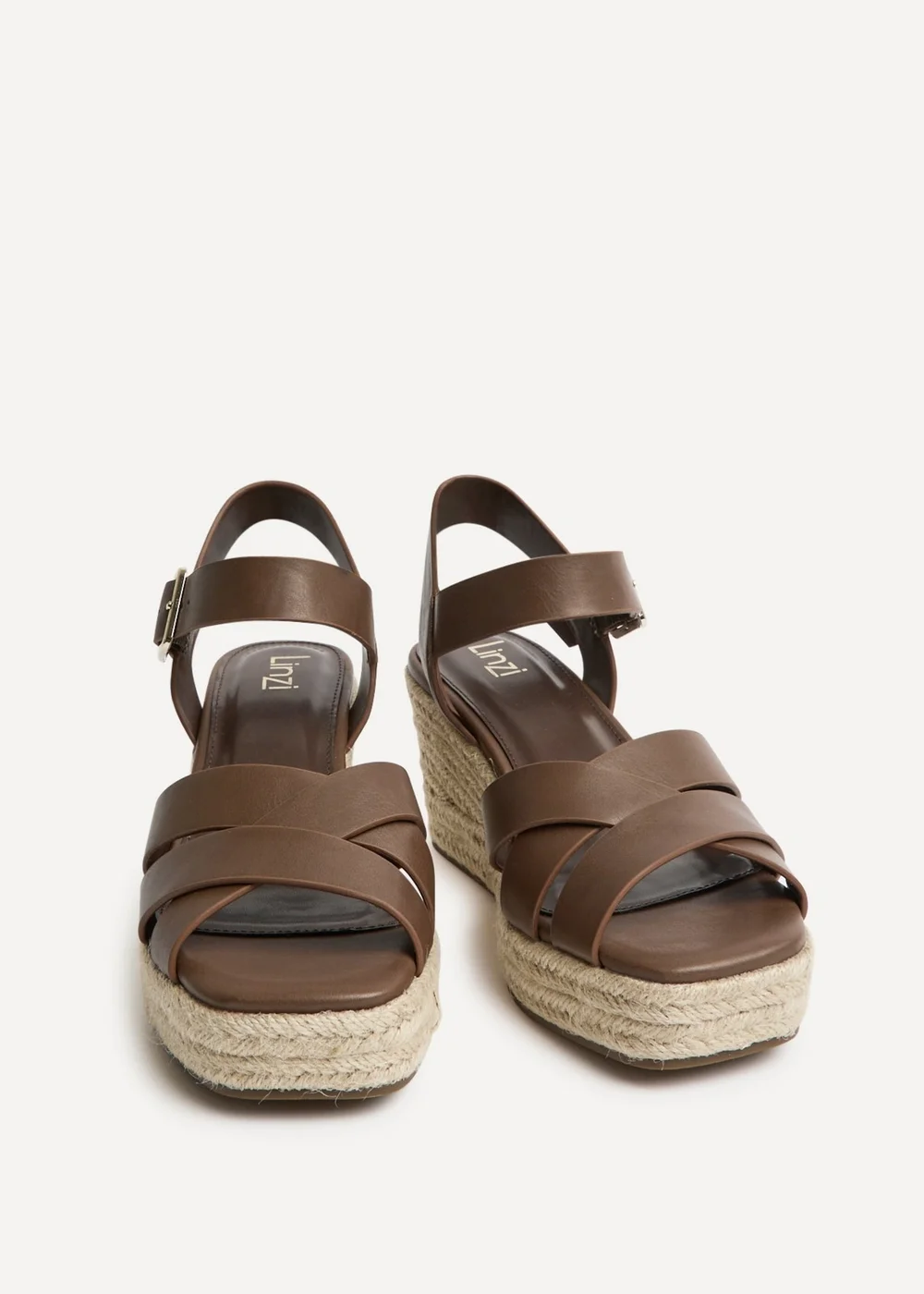 Linzi Sheena Brown Crossover Espadrille Wedges - 6 Image 2