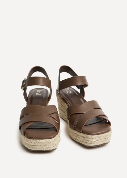 Linzi Sheena Brown Crossover Espadrille Wedges - 6 Image 2