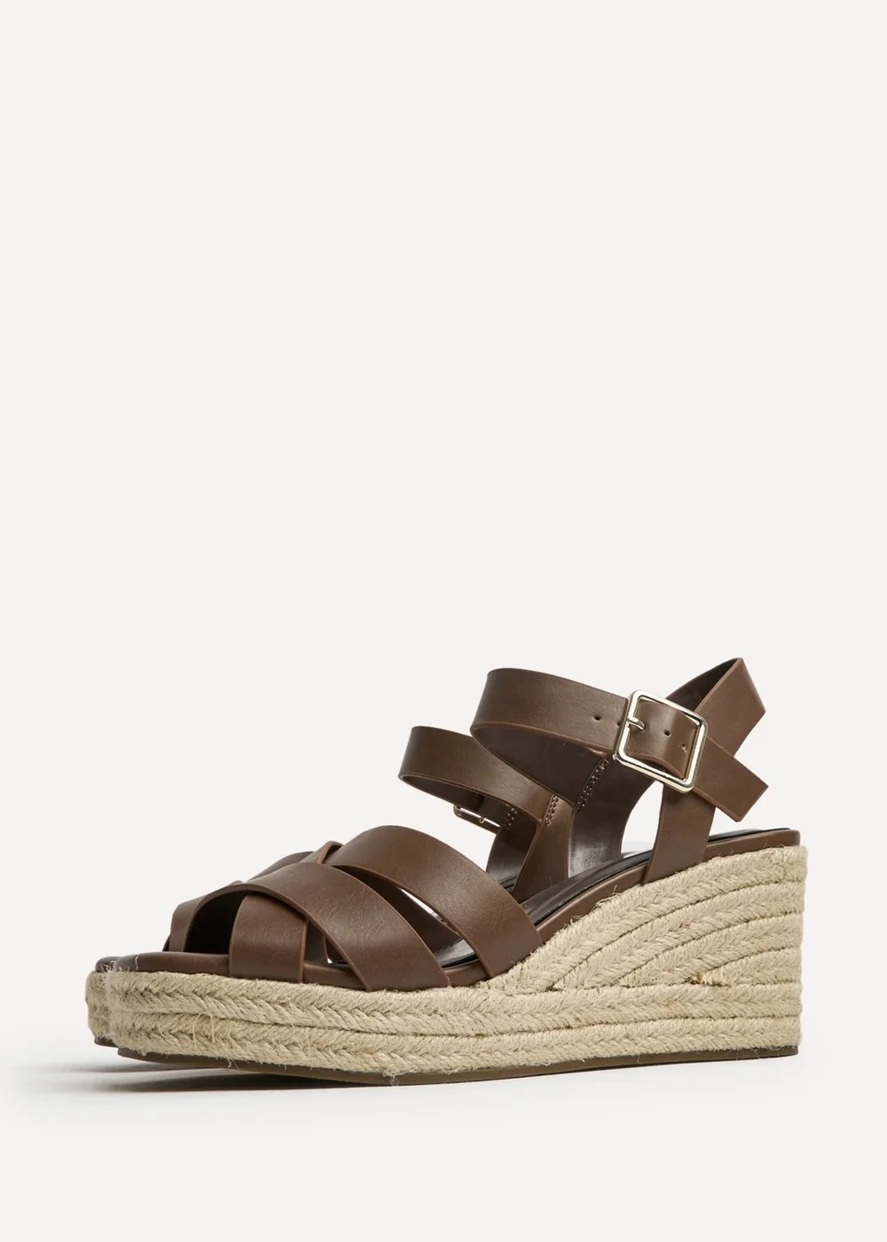 Linzi Sheena Brown Crossover Espadrille Wedges - 6 Image 5