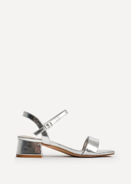 Linzi Carlie Wide Fit Silver Faux Leather Low Heels - Size 5 Image 2