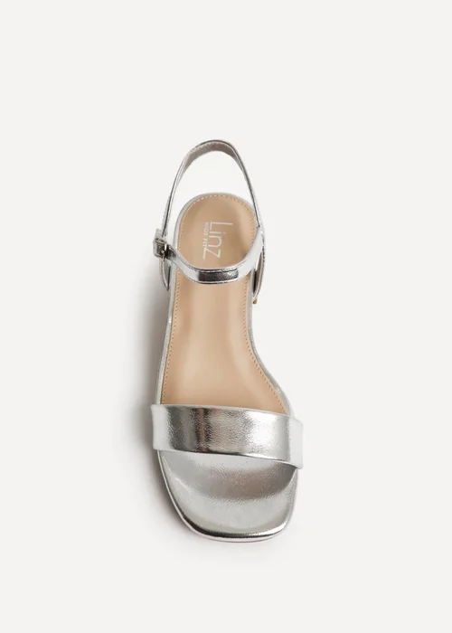 Linzi Carlie Wide Fit Silver Faux Leather Low Heels - Size 5 Image 4