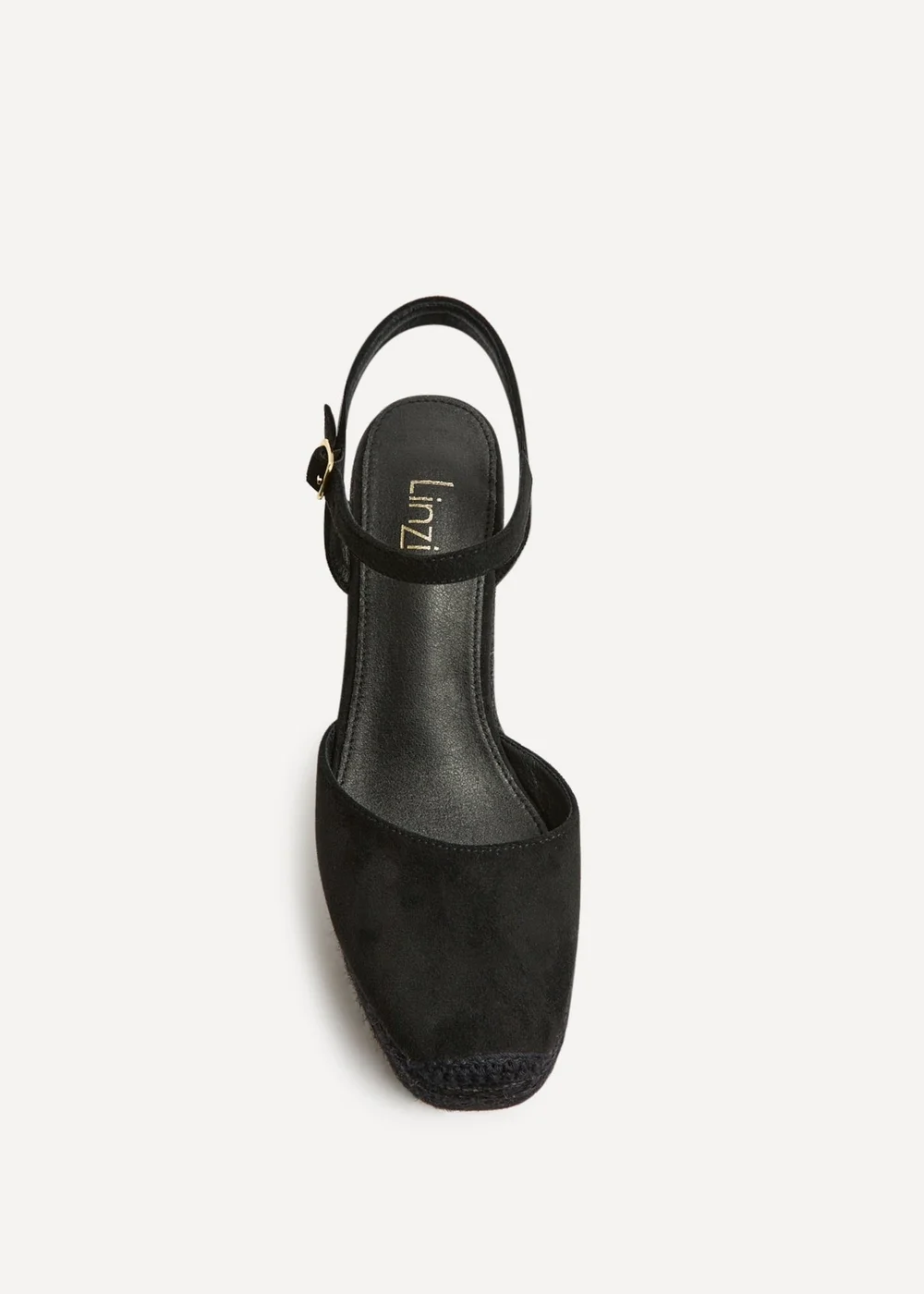 Linzi True Black Faux Suede Espadrille Wedges - Size 6 Image 5
