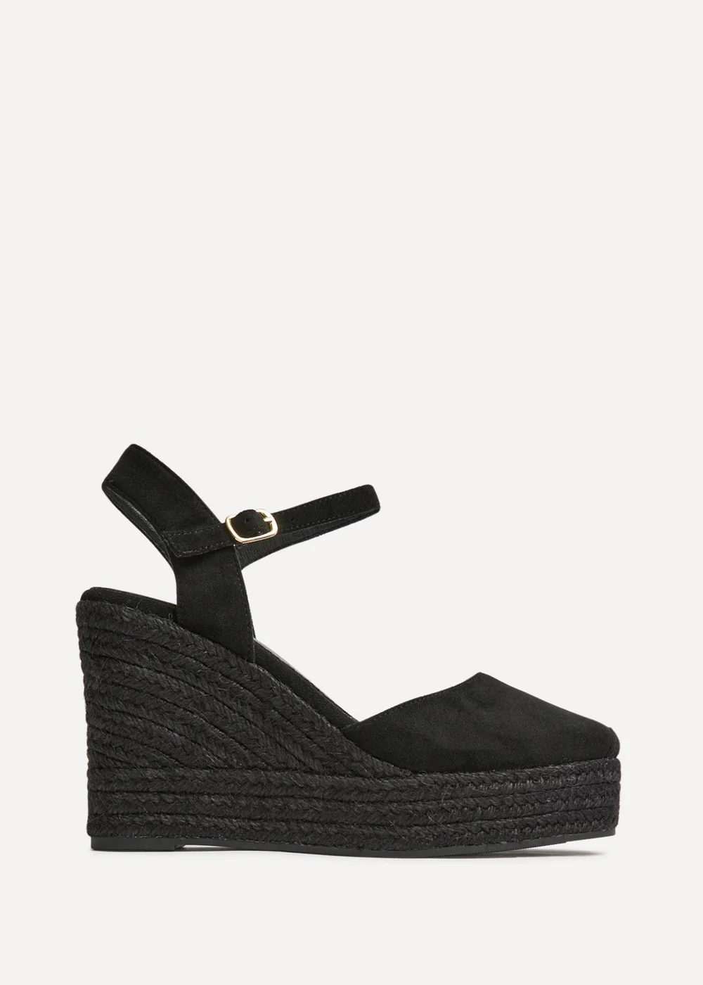 Linzi True Black Faux Suede Espadrille Wedges - Size 6 Image 2