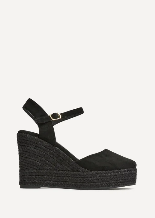 Linzi True Black Faux Suede Espadrille Wedges - Size 6 Image 2