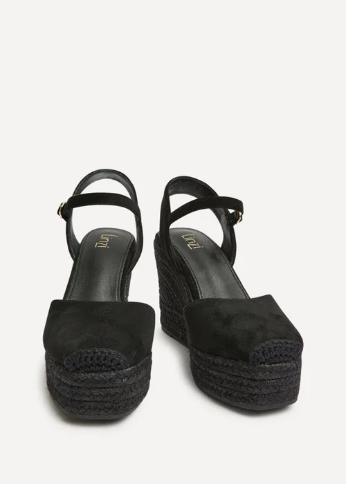 Linzi True Black Faux Suede Espadrille Wedges - Size 6 Image 4