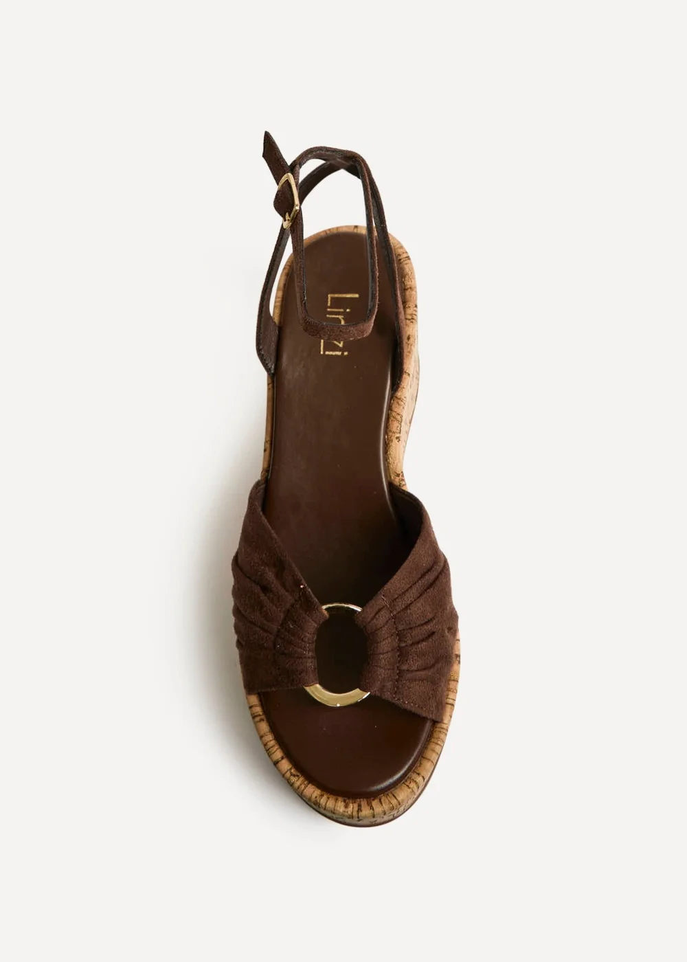 Linzi Saxon Brown Suede Wedge Sandals - 4 Image 4