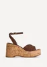 Linzi Saxon Brown Suede Wedge Sandals - 4 Image 2