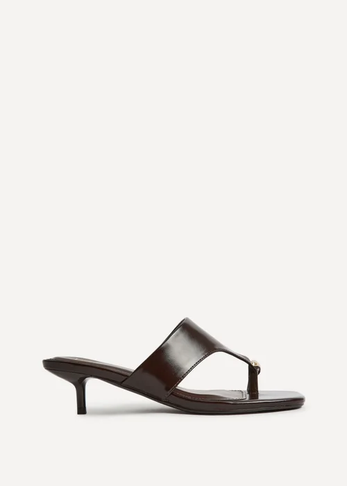 Linzi Manhattan Brown Faux Leather Mule Heels - Size 6 Image 2