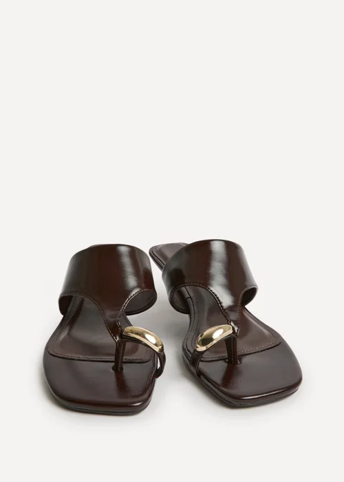 Linzi Manhattan Brown Faux Leather Mule Heels - Size 6 Image 3