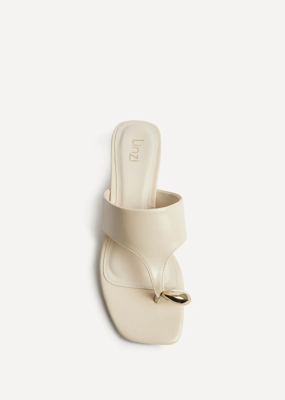 Linzi Manhattan Ivory Faux Leather Mule Heels - Size 5 Image 4