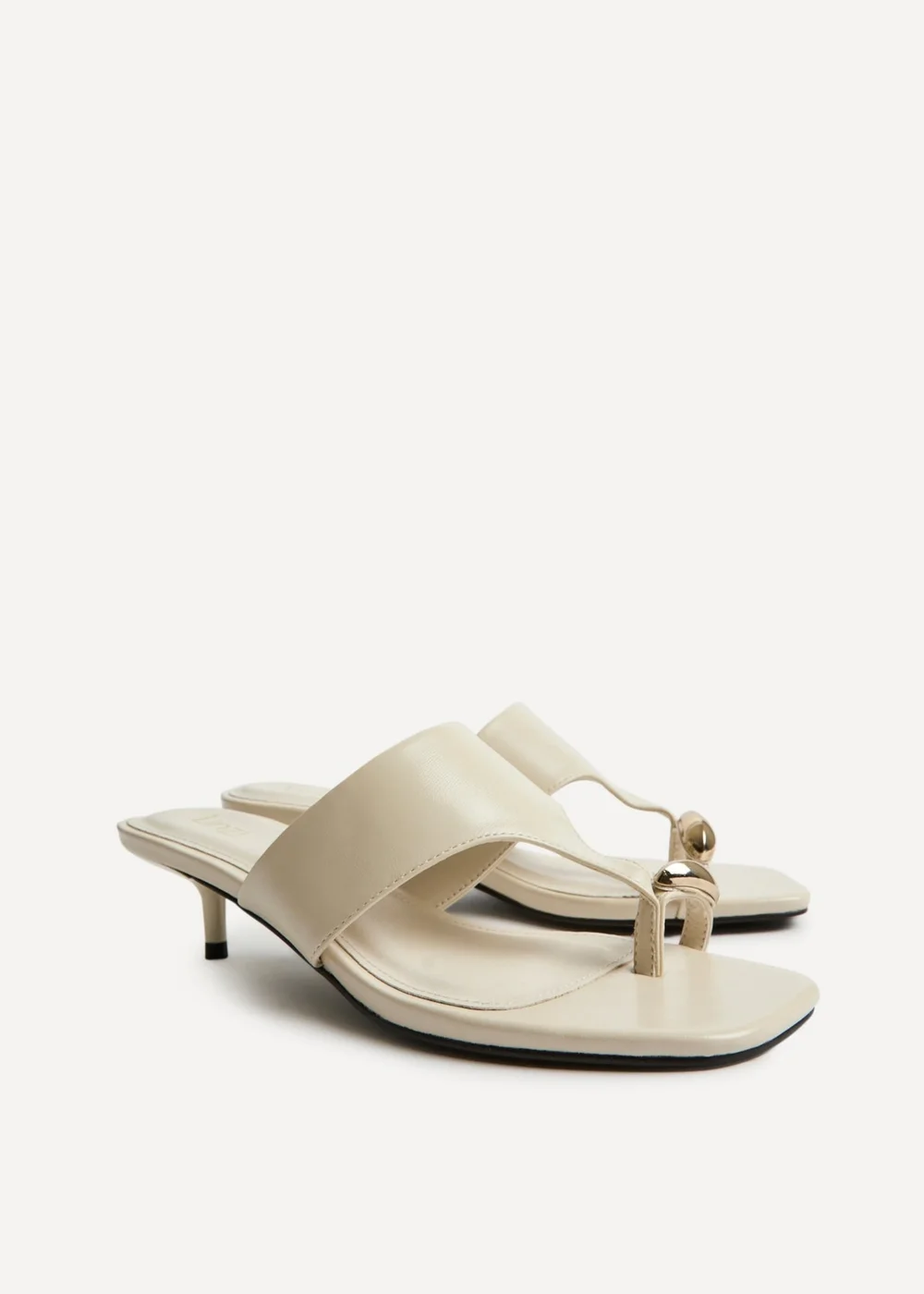 Linzi Manhattan Ivory Faux Leather Mule Heels - Size 5 Image 5