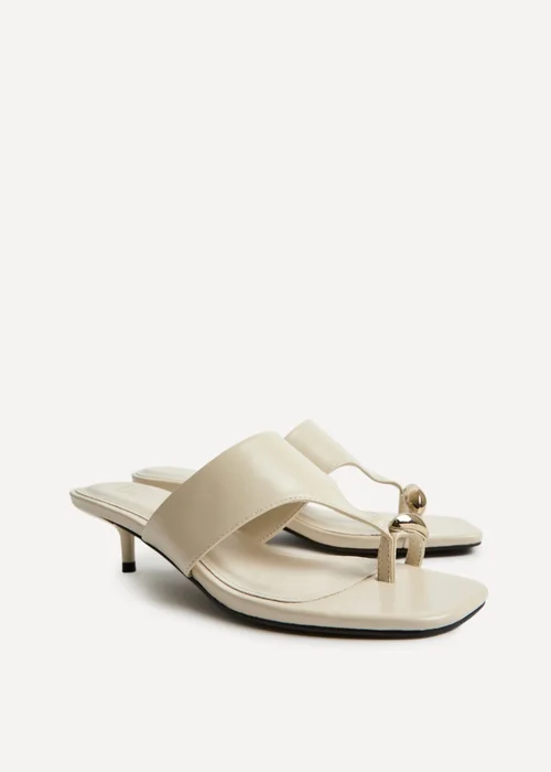 Linzi Manhattan Ivory Faux Leather Mule Heels - Size 5 Image 5