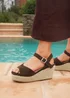 Linzi Duchess Wide Fit Brown Wedge Sandals - 8 Image 1