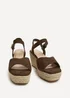 Linzi Duchess Wide Fit Brown Wedge Sandals - 8 Image 3