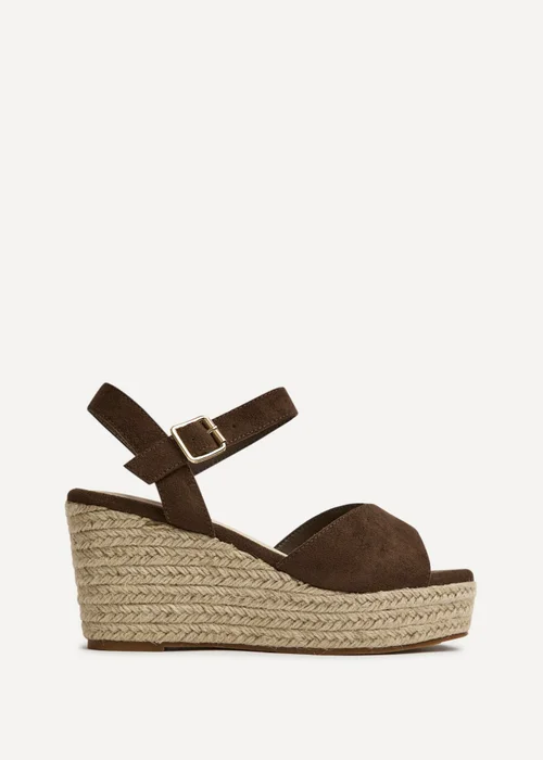 Linzi Duchess Wide Fit Brown Wedge Sandals - 8 Image 2
