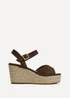 Linzi Duchess Wide Fit Brown Wedge Sandals - 8 Image 2