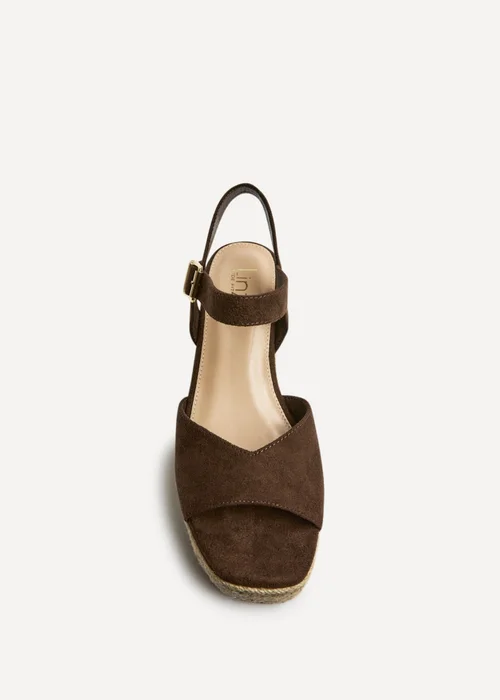 Linzi Duchess Wide Fit Brown Wedge Sandals - 8 Image 4