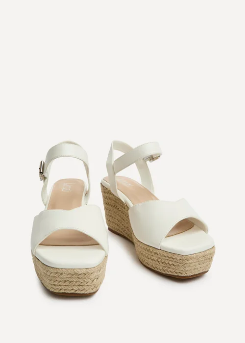 Linzi Duchess Wide Fit White Wedge Sandals - Size 7 Image 3