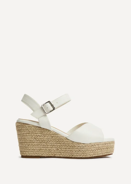 Linzi Duchess Wide Fit White Wedge Sandals - Size 7 Image 2