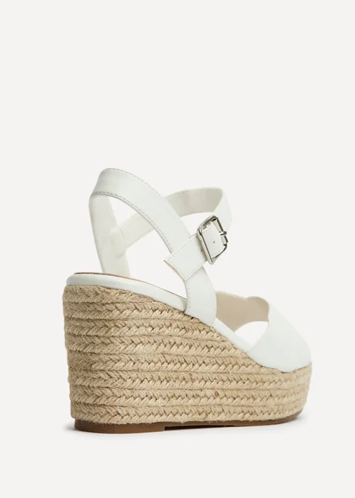 Linzi Duchess Wide Fit White Wedge Sandals - Size 7 Image 5