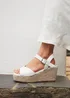 Linzi Duchess Wide Fit White Wedge Sandals - Size 7 Image 1