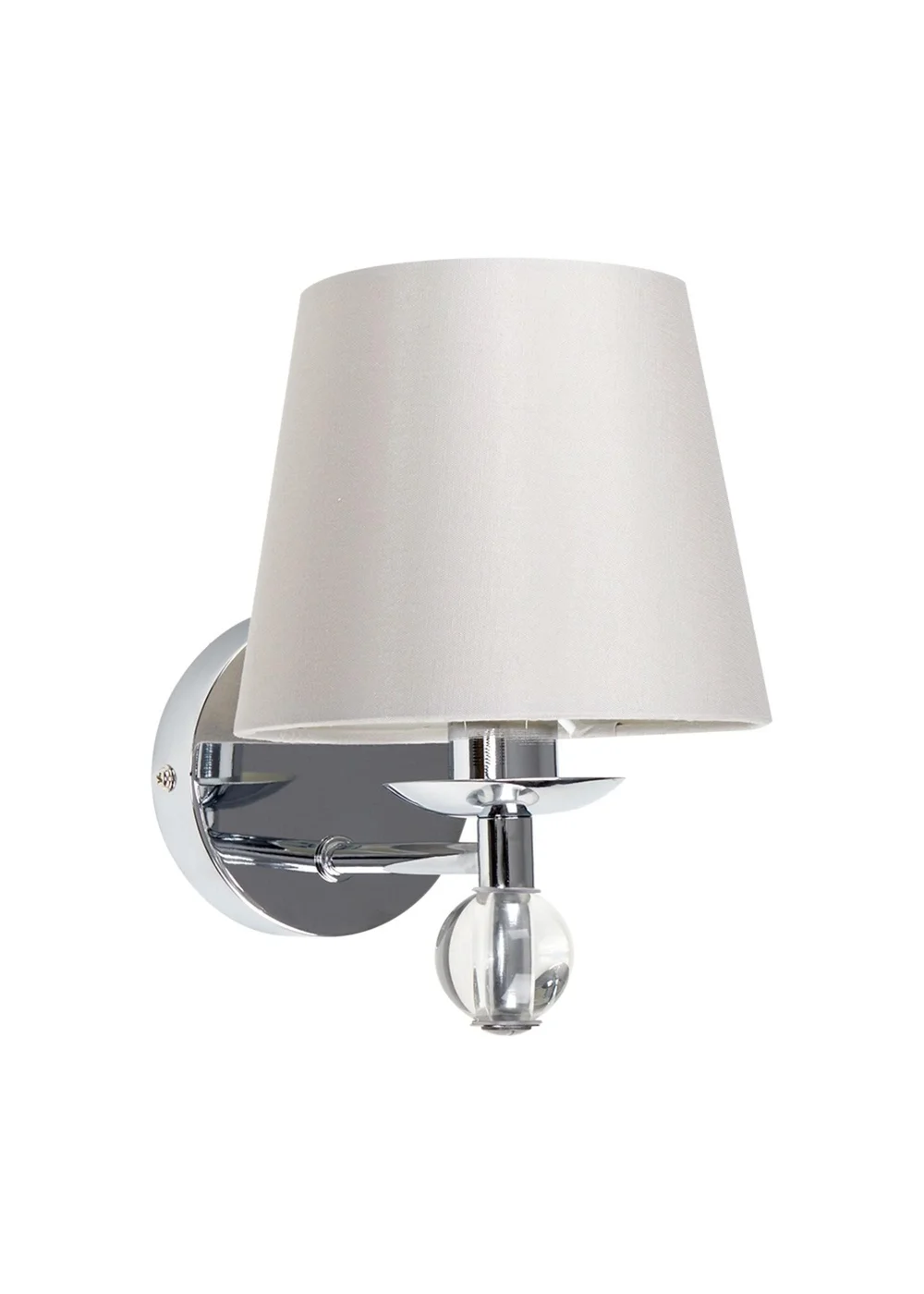 ValueLights Bryantt Single Crystal Wall Light Chrome with Grey Shade - One Size Image 2