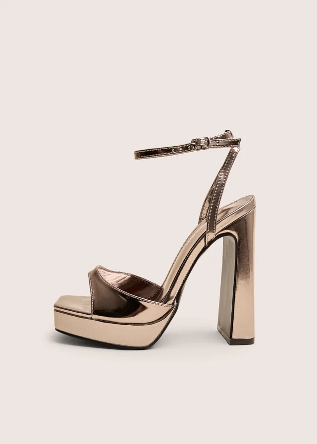 Public Desire Resist Pewter Metallic Peep Toe Barley There Platform Heels
