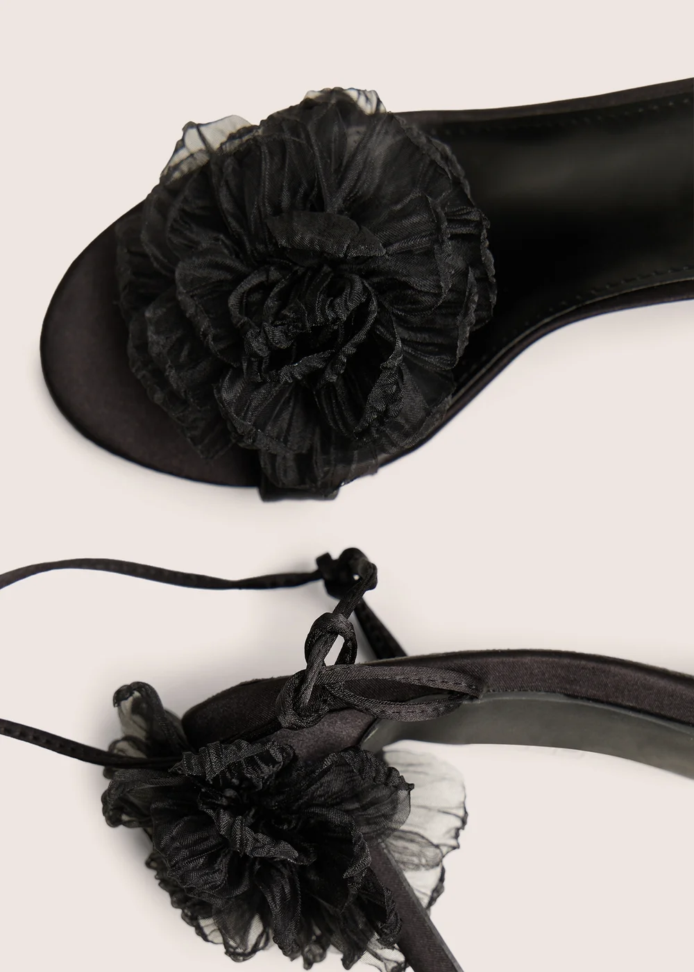 Public Desire Classy Black Ruffle Flower Detail Mid Heels - 3 Image 6
