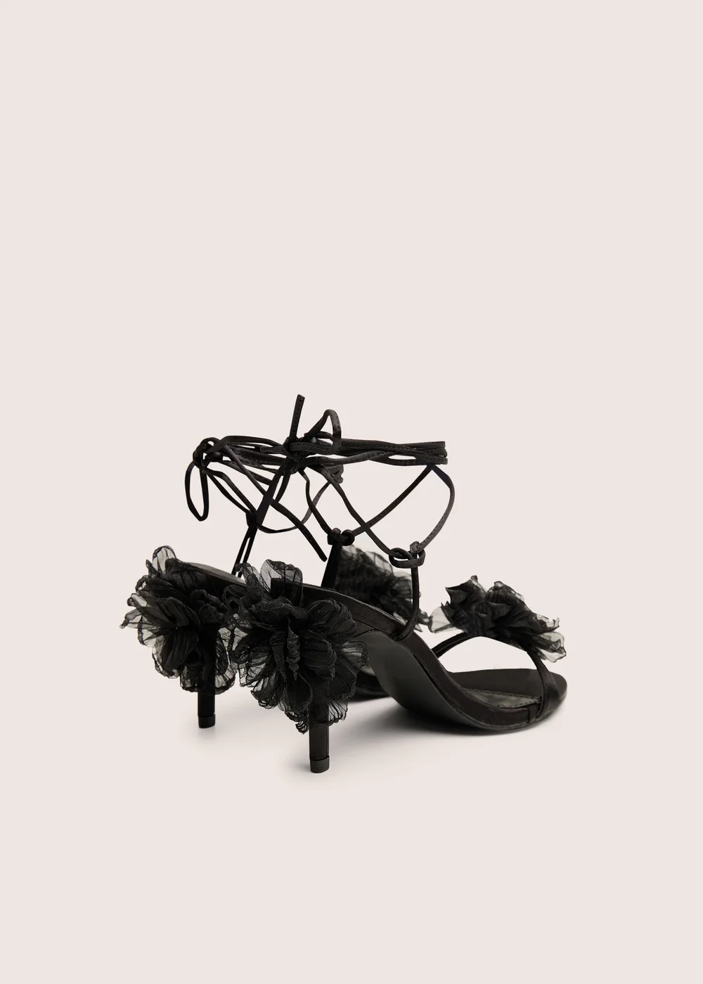 Public Desire Classy Black Ruffle Flower Detail Mid Heels - 3 Image 5
