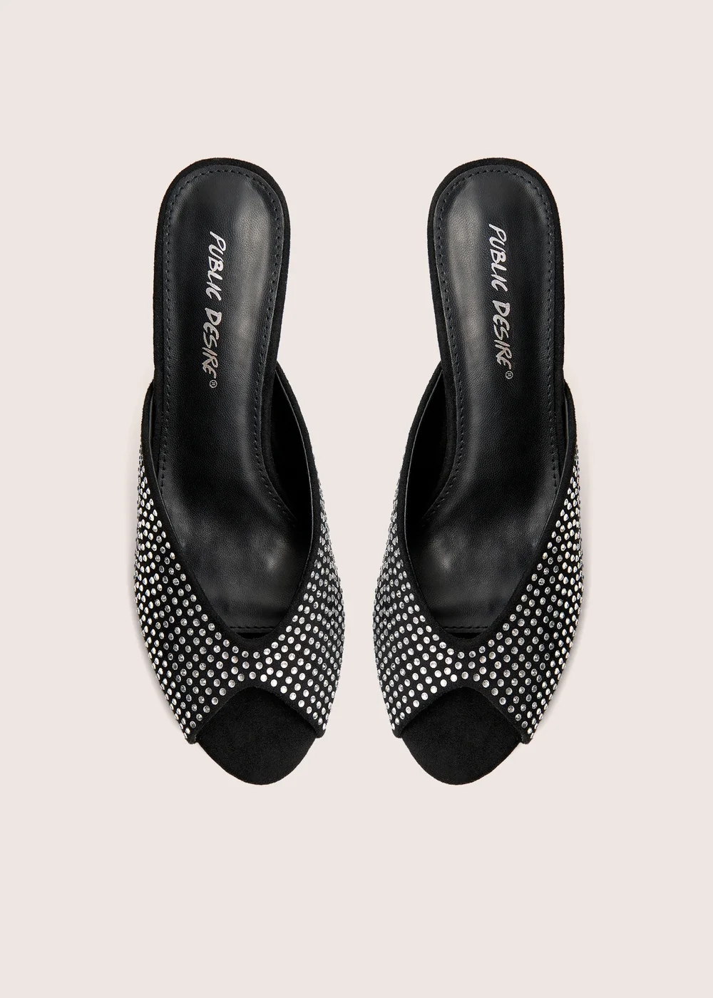 Public Desire Norma Black Embellished Mule Heels - 4 Image 2