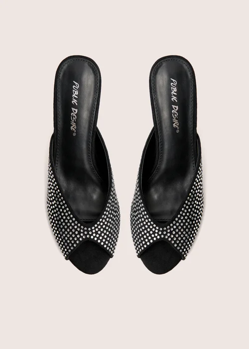 Public Desire Norma Black Embellished Mule Heels - 4 Image 2