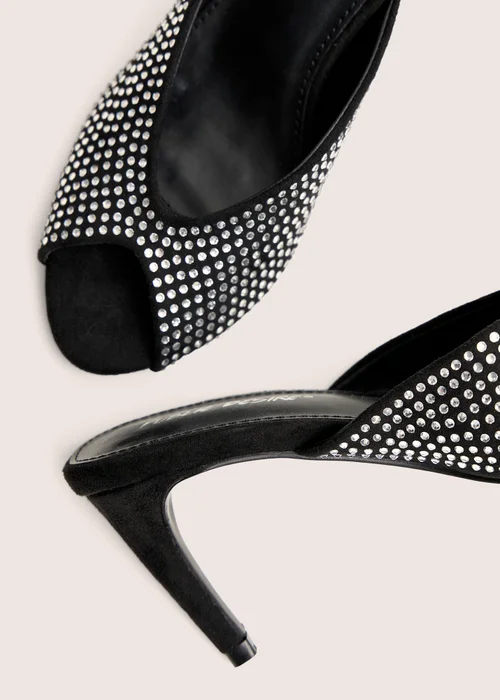 Public Desire Norma Black Embellished Mule Heels - 4 Image 4