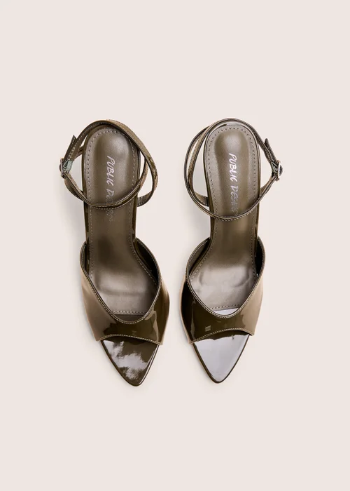 Public Desire Caught On Olive Peep Toe Curved High Heel - Size 5 Image 4