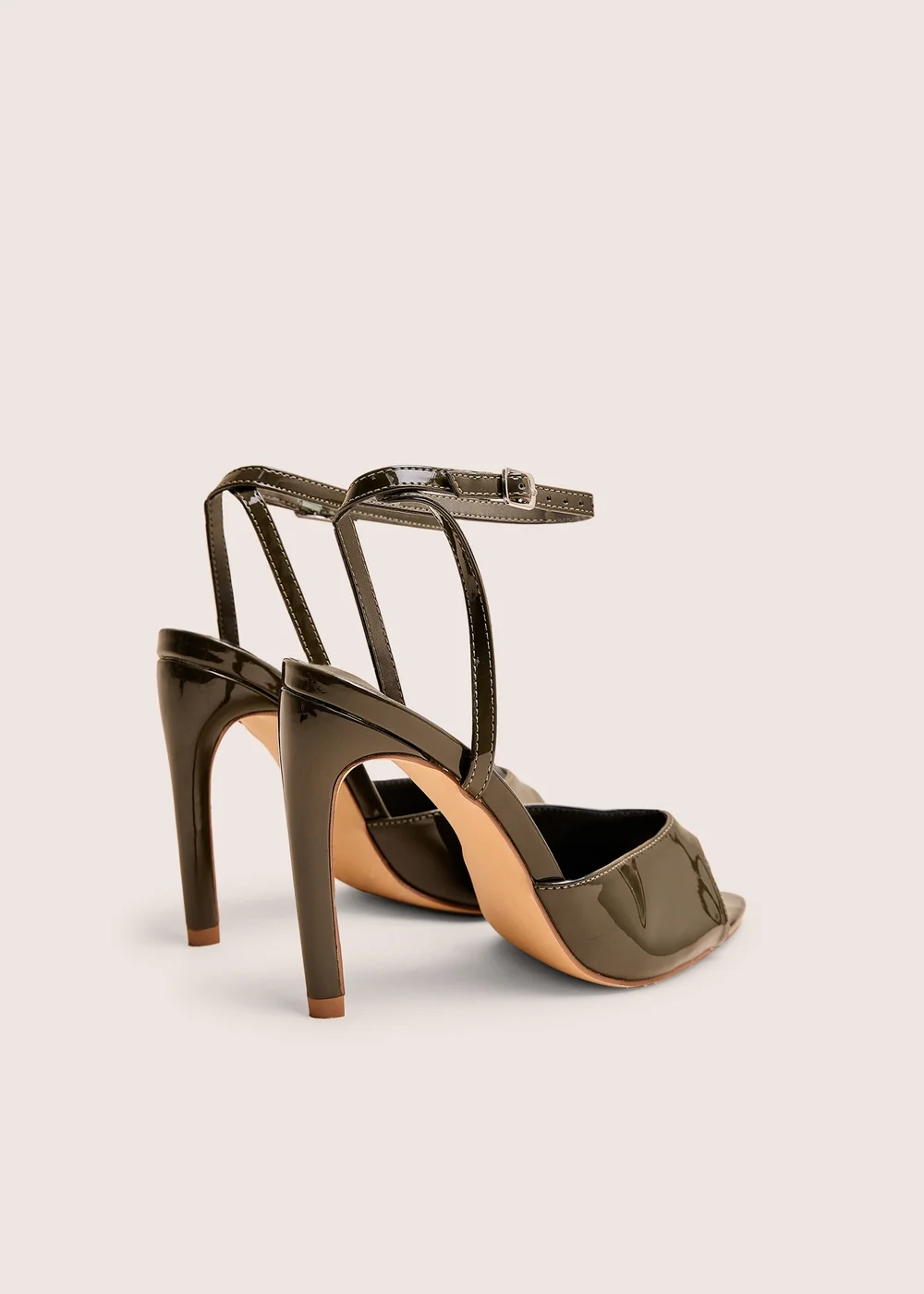 Public Desire Caught On Olive Peep Toe Curved High Heel - Size 5 Image 5