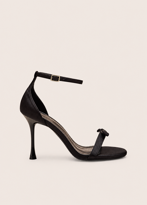 Public Desire Novie Black Ankle Strap Bow Detail Heels - 8 Image 1