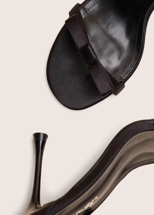 Public Desire Novie Black Ankle Strap Bow Detail Heels - 8 Image 4