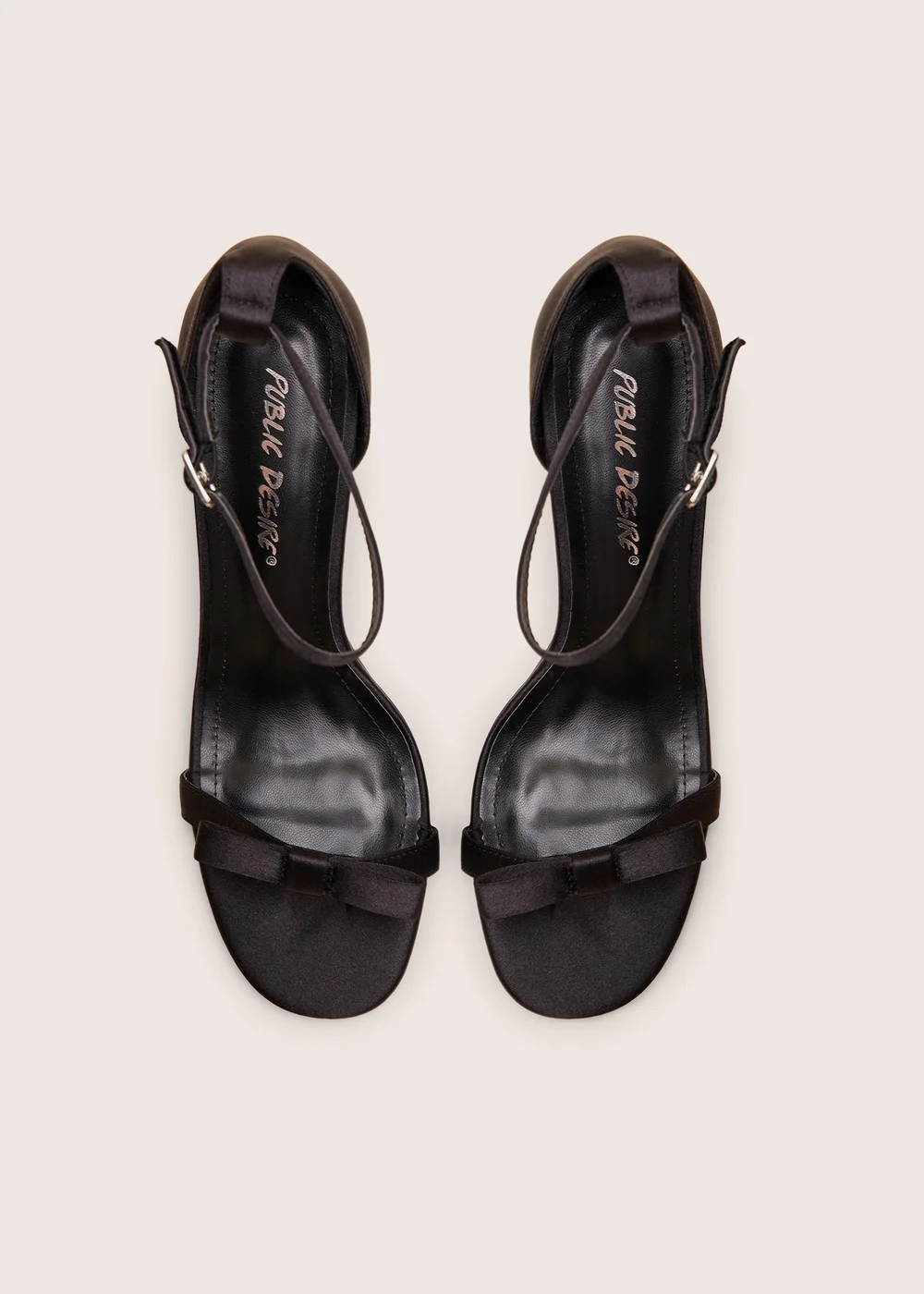 Public Desire Novie Black Ankle Strap Bow Detail Heels - 8 Image 2