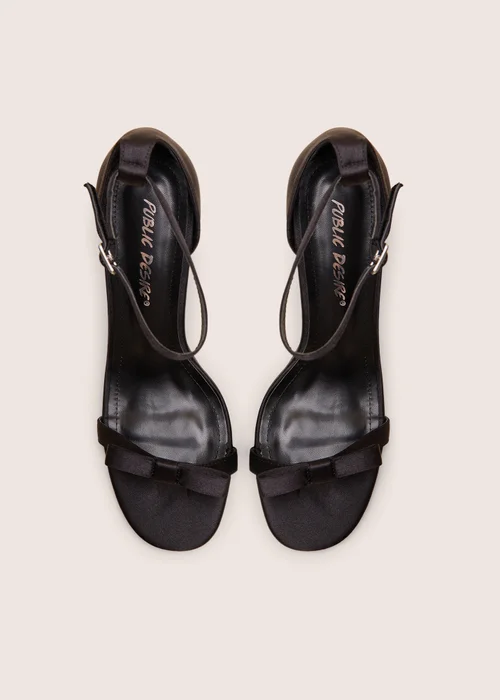 Public Desire Novie Black Ankle Strap Bow Detail Heels - 8 Image 2